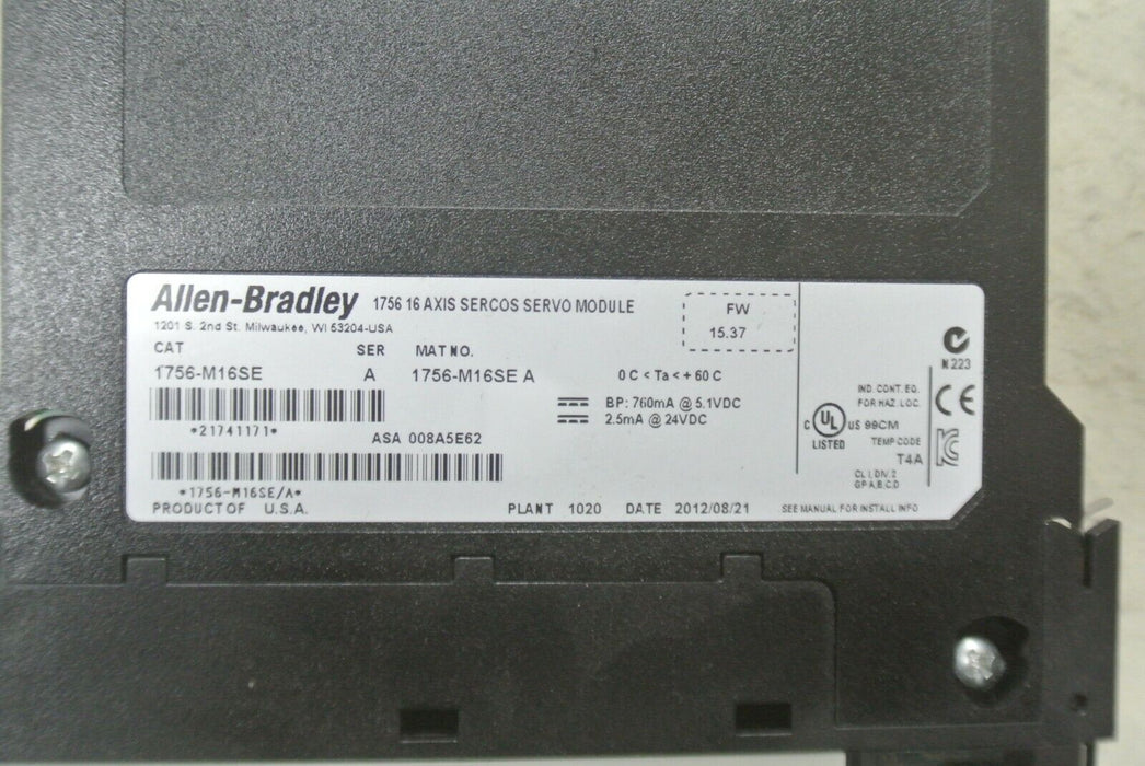 Allen Bradley 1756-M16SE Ser A FW 15.37 ControlLogix 16 Axis SERCOS Servo Module