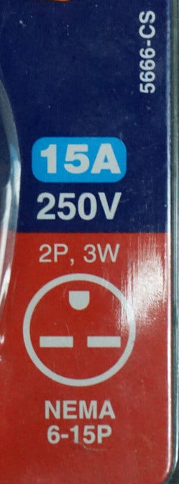 Leviton 5666 Black and White 15A, 250V Nylon Grounding Plug R50-5666-CS