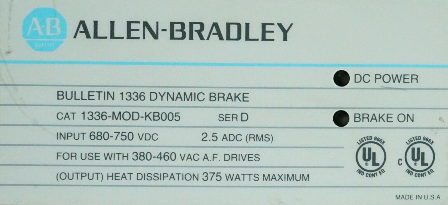 Allen Bradley 1336 Dynamic Brake 1336-MOD-KB005 Tested Good Clean