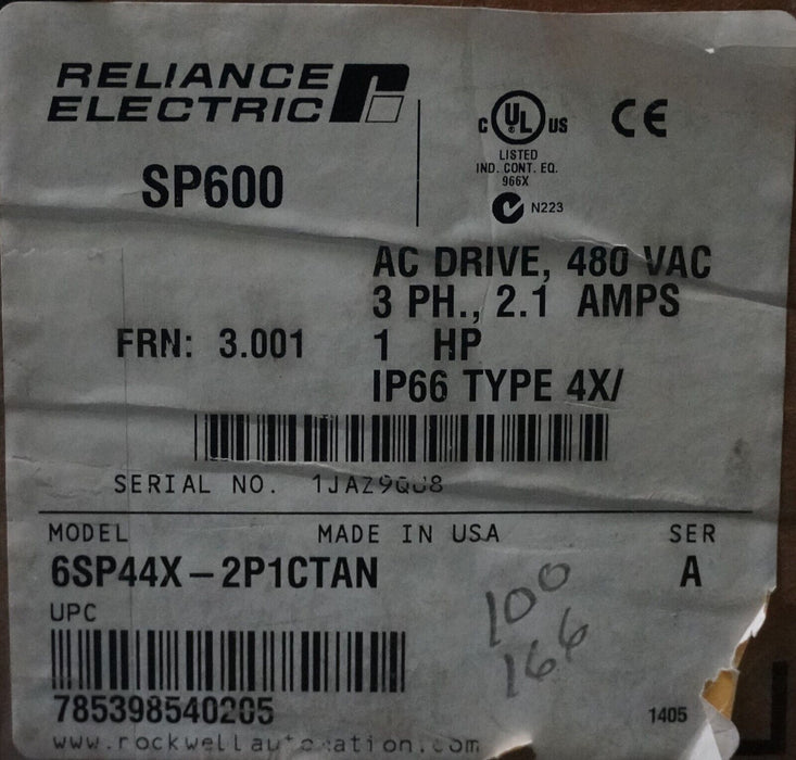 New Reliance Electric SP600 6SP44X-2P1CTAN FRN:3.001