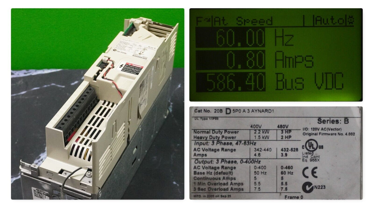 Allen-Bradley PowerFlex 700 3 HP 20BD5P0A3AYNARD1 480 VAC Power Supply Only