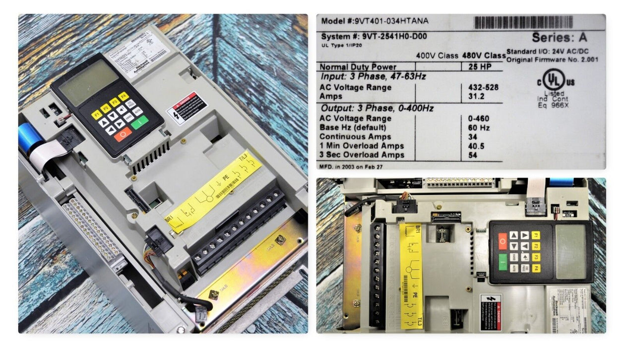 Rockwell-Automation 9VT401-034HTANA 25 HP AC HVAC Drive 480 VTAC 9 FRM: 2.001