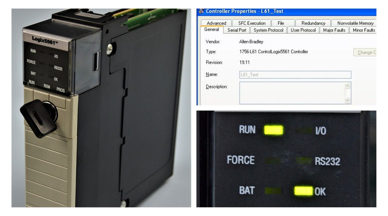 2011 Allen Bradley 1756-L61/B ControlLogix Logix5561 2MB-Memory Tested FRN:19.11