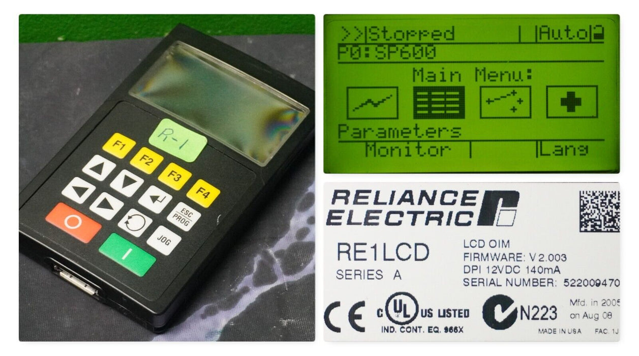 Reliance Electric RE1LCD A Keypad FRN:2.003 Tested Good R1