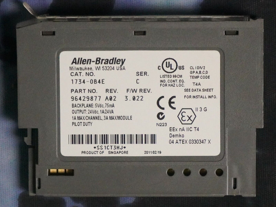 Allen Bradley 1734-OB4E FW:3.022 Ser C I/O Digital Sourcing Output