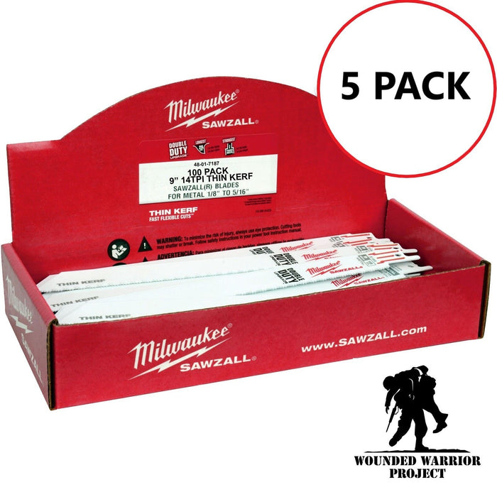 WWP Milwaukee 48-01-7187 9 in. x 14 TPI Thin Kerf Sawzall Blades (5 piece set)