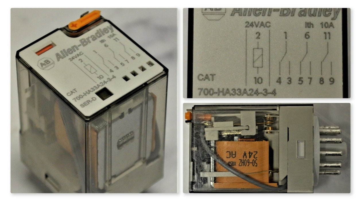 ALLEN BRADLEY RELAY 700-HA33A24-3-4 24 VDC Coil Tested Good