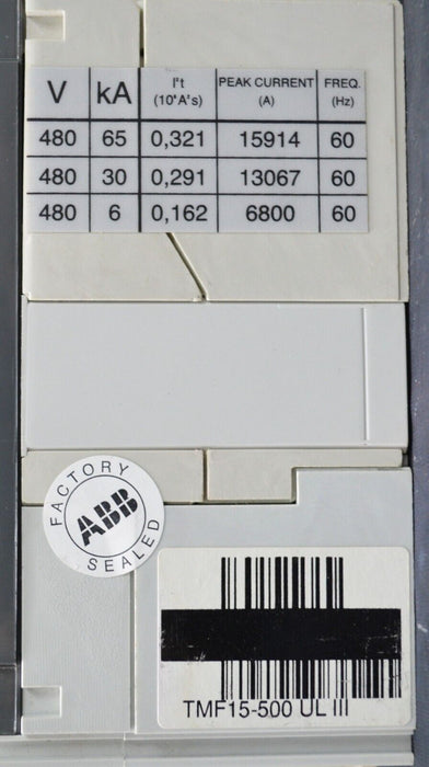 ABB SACE TMAX TMF 15- 500 3 pole Circuit Breaker 15 Amps