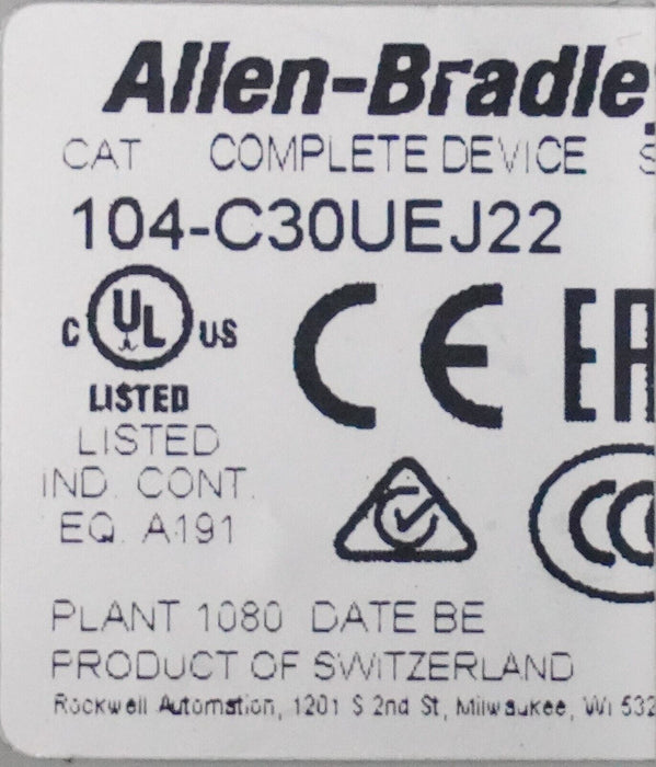 Allen-Bradley 104-C30UEJ22 Ser. C 30A Reversing Contactor 24V Coil