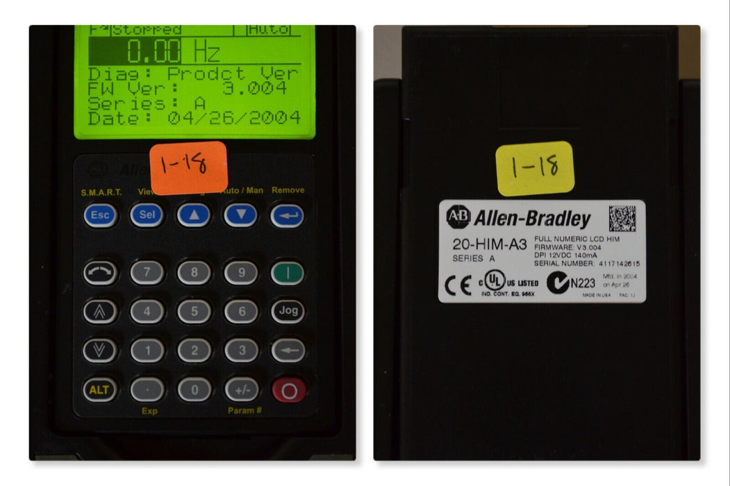 Allen-Bradley 20-HIM-A3 SERIES A Full Numeric HMI Keypad Firmware 3.004   #1-18