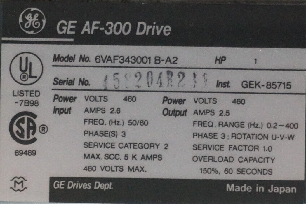 (2) GE 6VAF343001B-A2 AF-300B AC Drive