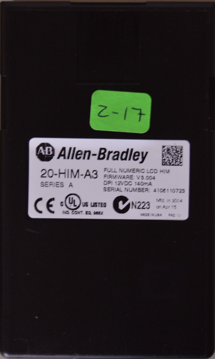 Allen-Bradley 20-HIM-A3 SERIES A Full Numeric HMI Keypad Firmware: 3.004  #2-17