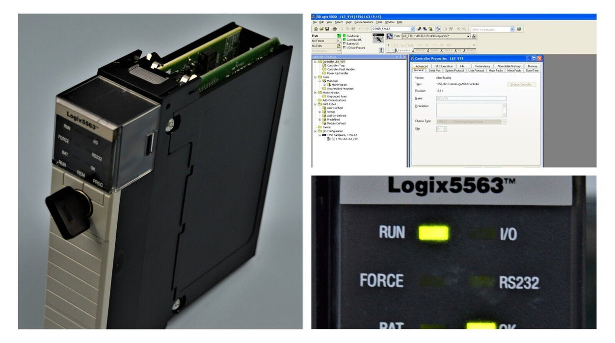 Allen Bradley 1756-L63/B ControlLogix 5563 8MB FRN:19.11 Tested  2009/2010 QTY