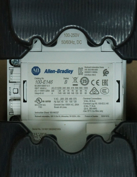 Allen Bradley 100-E146KD11 Ser. A MCS-E Contactor AC3 Duty 100-250V AC 50/60Hz