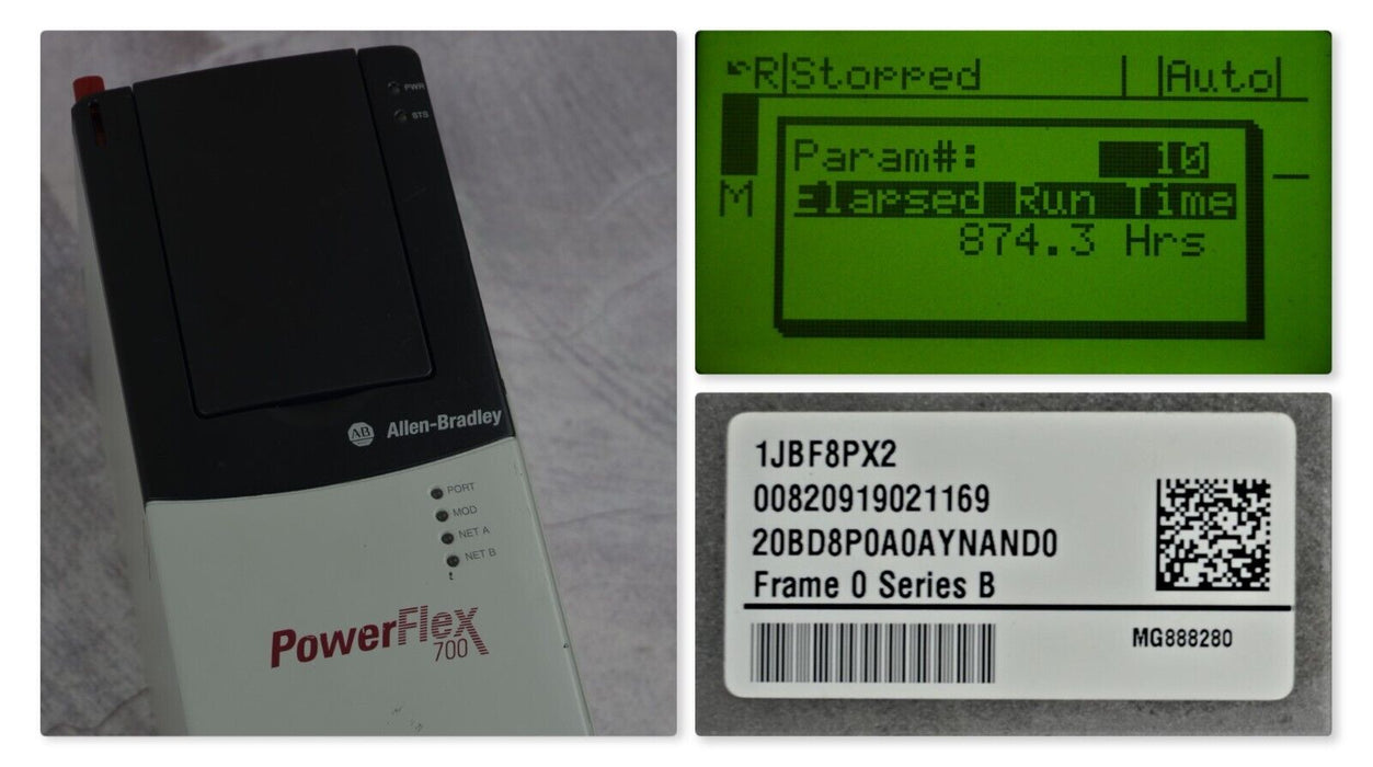 Low Hours Allen-Bradley PowerFlex 700 5HP 20BD8P0A0AYNAND0 480VAC Tested Good