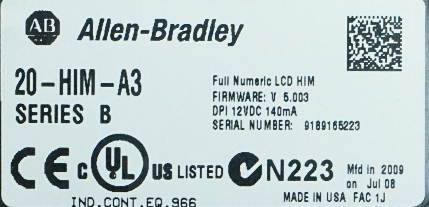 Allen-Bradley 20-HIM-B1 20-HIM-A3, 314859-A01 FRN:5.003 Good