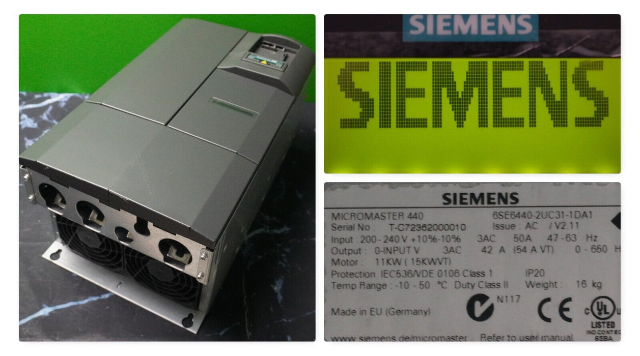 Siemens Micromaster 440 6SE6440-2UC31-1DA1 Tested Good Clean