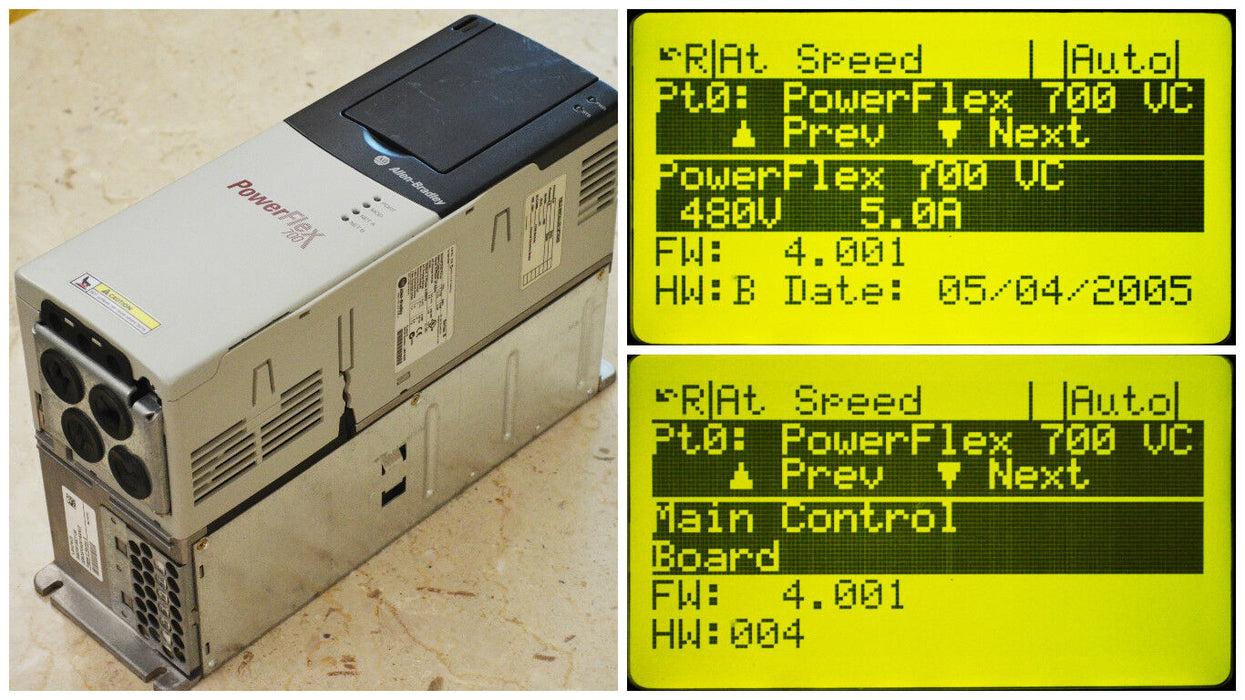 Allen-Bradley PowerFlex 700 3 HP 20BD5P0A0AYNANC0 480 VAC Firmware: 4.001