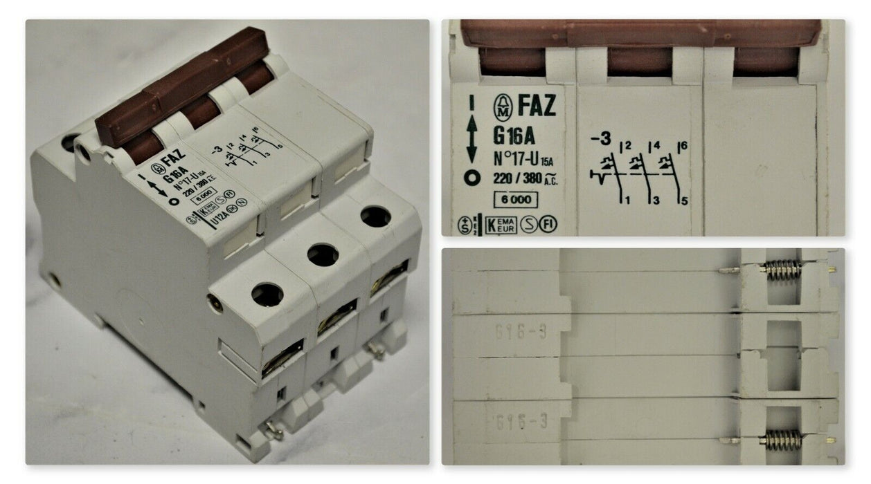 KLOCKNER MOELLER  FAZ-G16-3 3 POLE 16 AMP CIRCUIT BREAKER FAZ-G16-3 / FAZG163