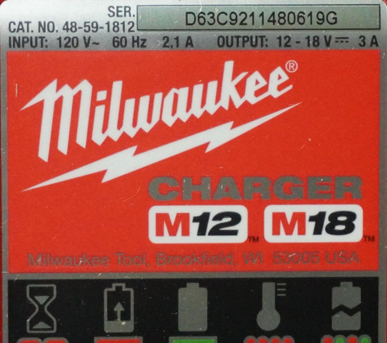 New Milwaukee 48-59-1812 Battery Charger M12 and M18 18V Lithium Ion Genuine