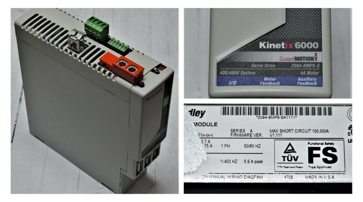 ALLEN-BRADLEY KINETIX 6000 2094-BMP5-S AXIS MODULE 650VDC FIRMWARE 1.111