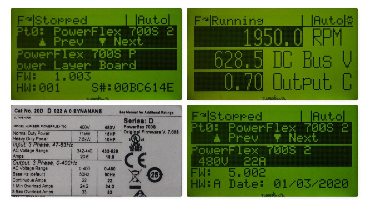 Allen Bradley 20AD022A0EYNANANE Powerflex 700S Power Supply 15HP FRN:7.005