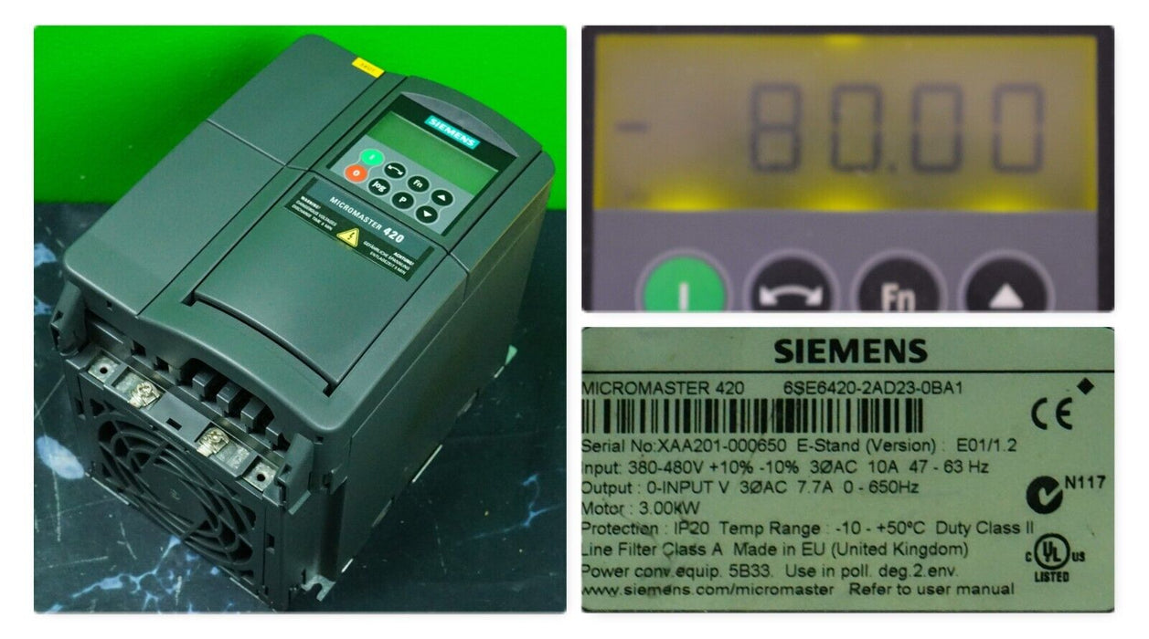 Siemens Micromaster 420 6SE6420-2AD23-0BA1 7.7A