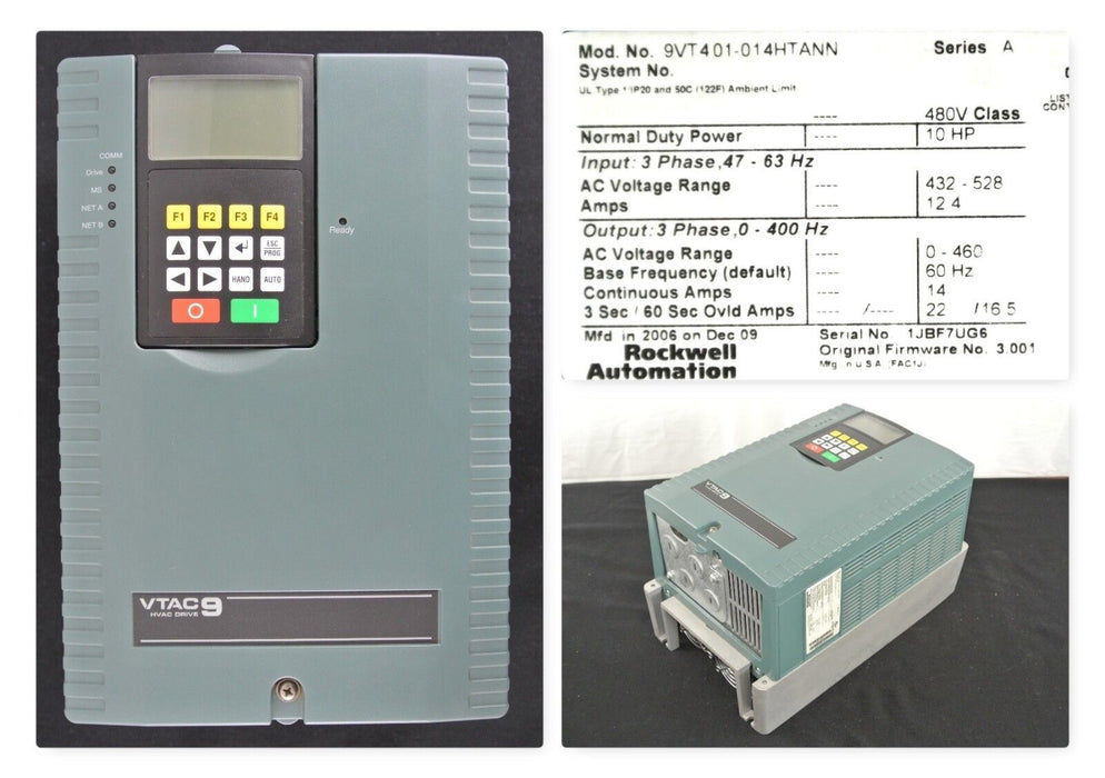 NEW - 10 HP Rockwell Automation VTAC 9 AC Drive | 9VT401 - 014HTANN | FRM: 3.001