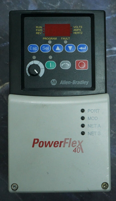 Allen Bradley 22B-D6P0N104 PowerFlex 40 3 HP Drive Tested Good FRN:2.04