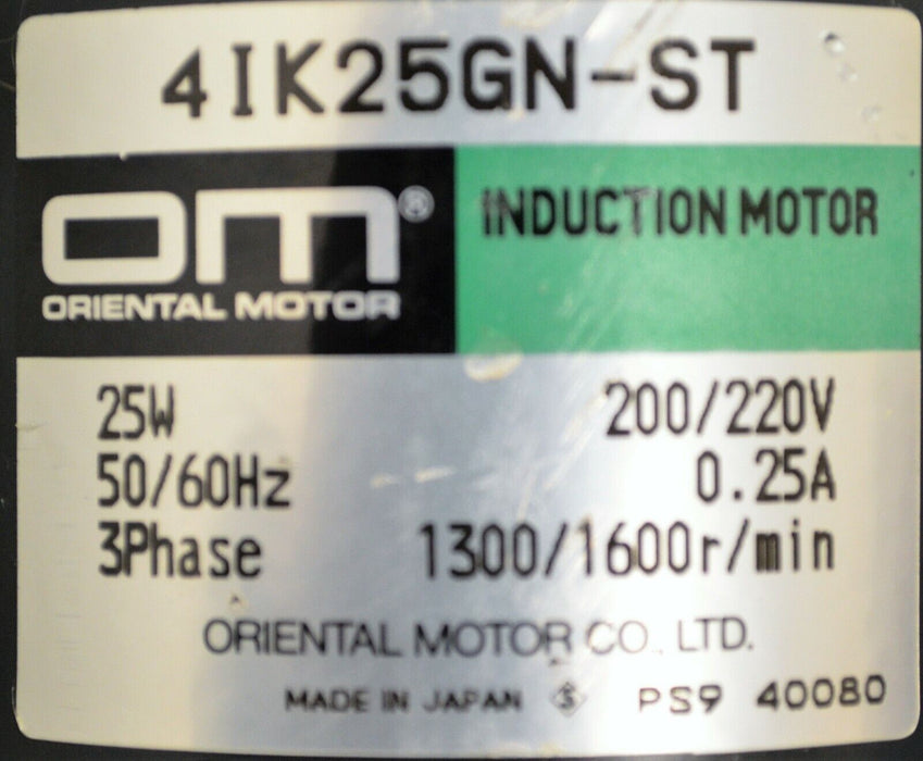 Oriental Motor 4IK25GN-ST Induction Motor 25 Watt Tested Good 3 Phase