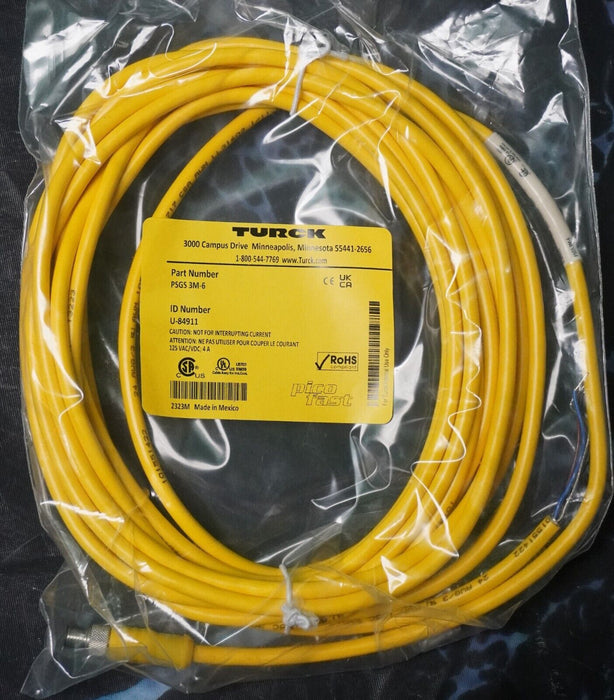 NEW Turck Picofast 3-Pin Sensor Cables PSGS 3M-6