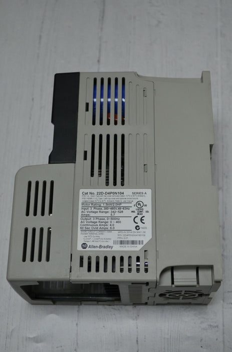 Zero Hours 22D-D4P0N104 Allen Bradley PowerFlex 40P Drive 2 HP Ser. A FRN:2.01