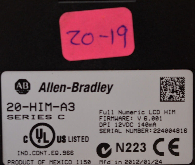 Allen-Bradley 20-HIM-A3 SERIES C Full Numeric HMI Keypad Firmware 6.001   #20-19