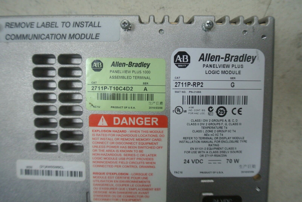 Allen Bradley 2711P-RP2 SER G Logic Module 128MB FRN 5.10 24 VDC Tested Good