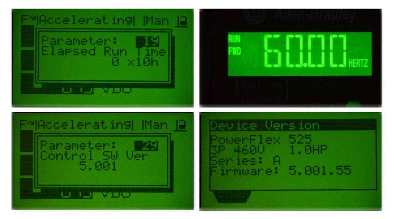 Zero Hour Allen Bradley 25B-D2P3N104 1HP Powerflex 525 Series A FRN:5.001 Tested