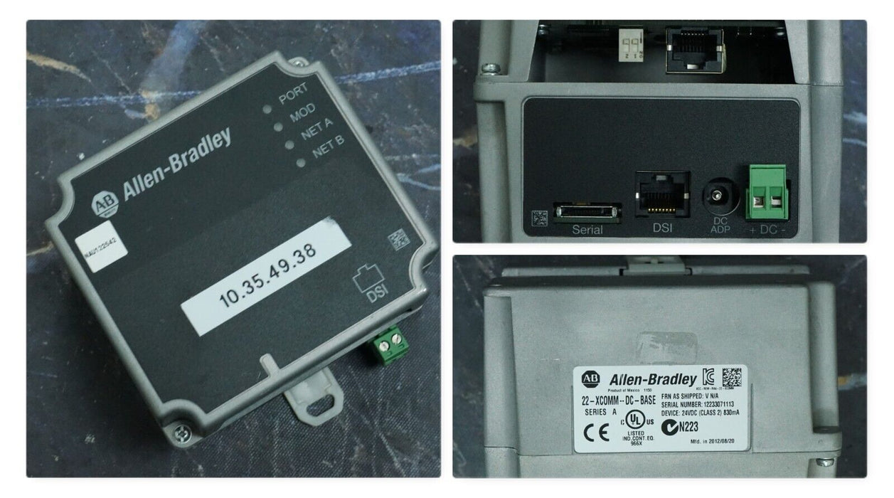 Allen Bradley 22-XCOMM-DC-BASE With Ethernet Card Ser. A