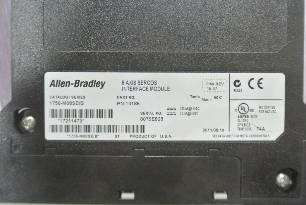 Allen-Bradley 1756-M08SE Ser B FRN 15.37 8 Axis Sercos Interface Module