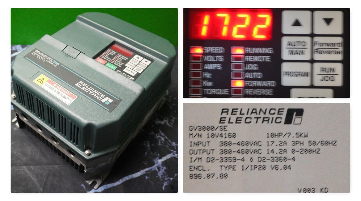 Reliance Electric GV3000/SE 10HP 10V4160 Drive Tested Good FRN:6.03