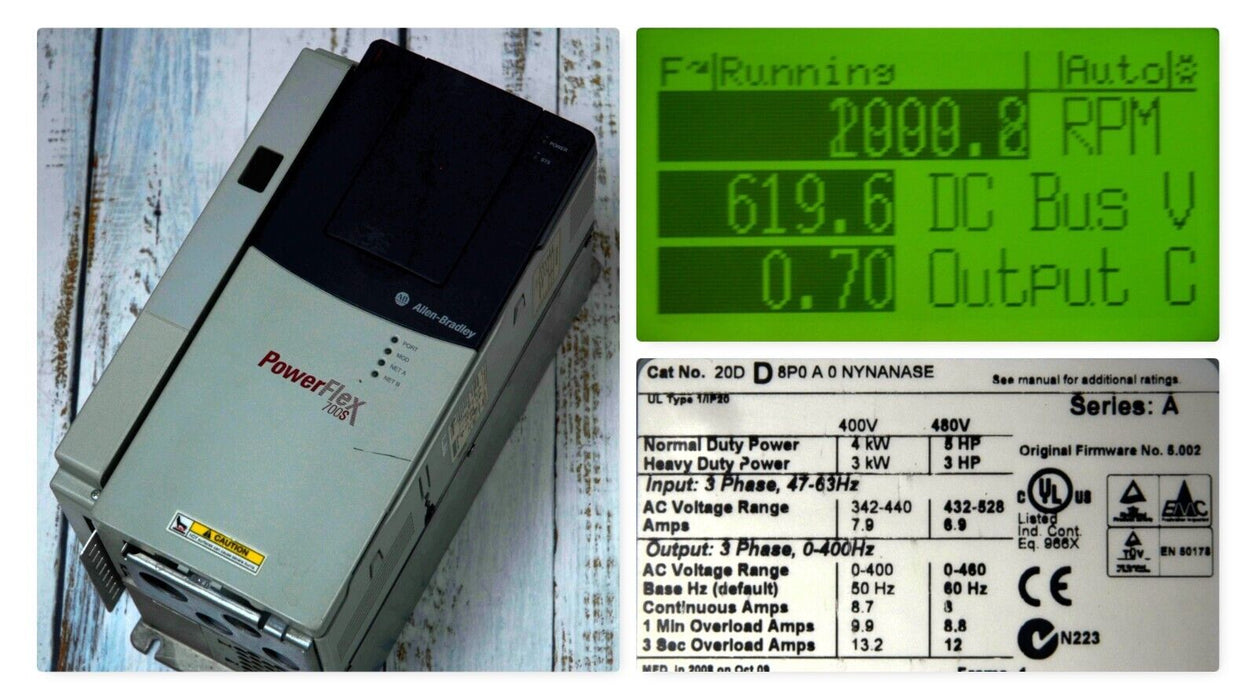 Allen-Bradley 20DD8P0A0NYNANASE PowerFlex 700S Power Supply 480VAC 5HP FRN:5.002