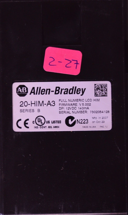 Allen-Bradley 20-HIM-A3 SERIES B Full Numeric HMI Keypad Firmware: 5.002  #2-27