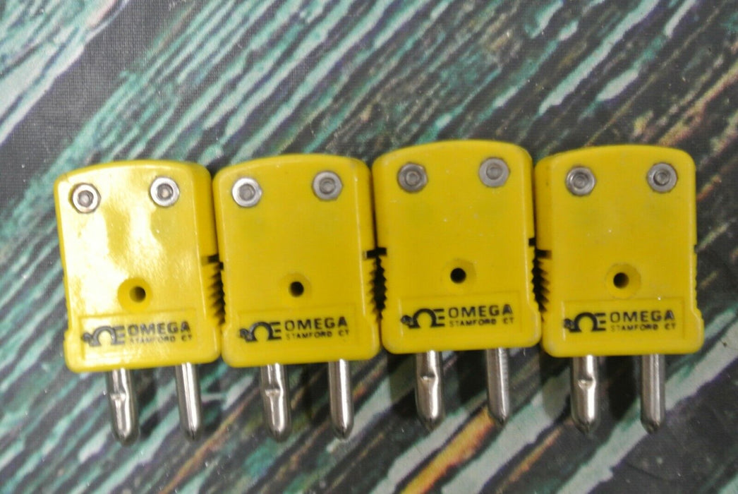 Set of  Four (4) Yellow OMEGA STAMFORD, Thermocouple, Jab-In Tc Connector