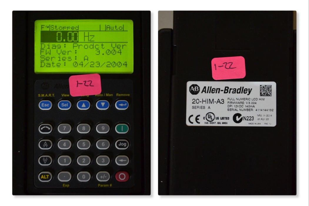 Allen-Bradley 20-HIM-A3 SERIES A Full Numeric HMI Keypad Firmware 3.004   #1-22