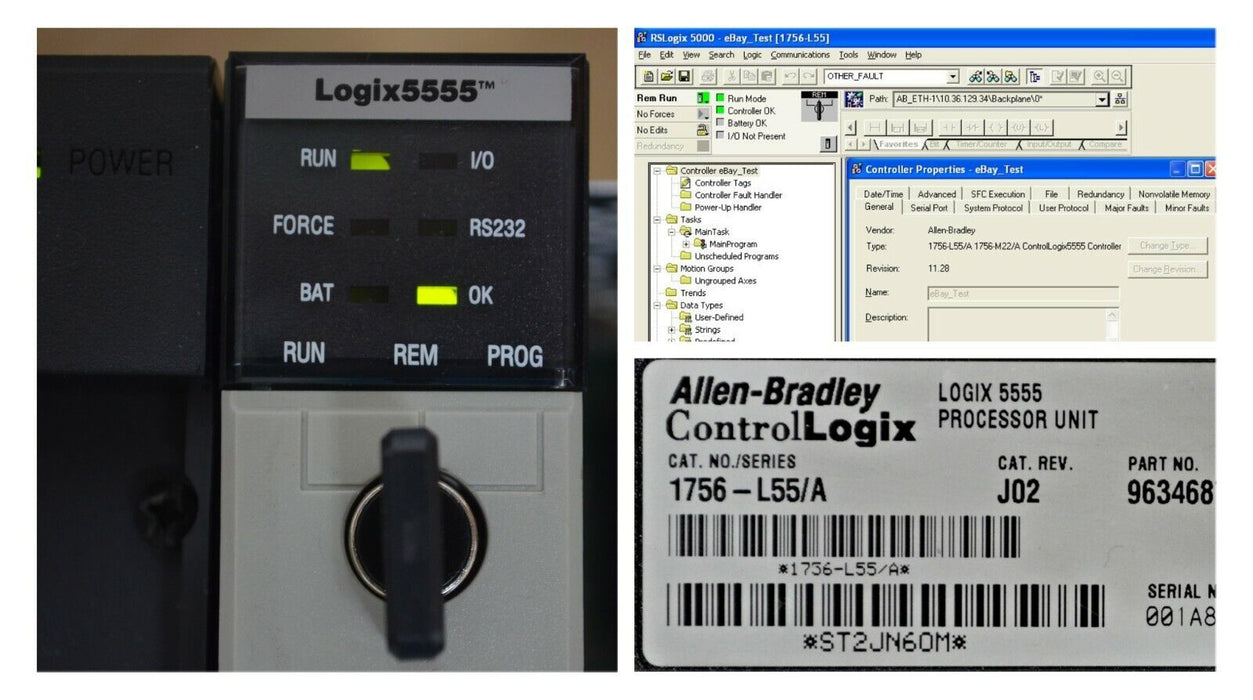 Allen Bradley 1756-L55/A 1756-M22/A ControlLogix Logix5555 Processor FRN: 11.28