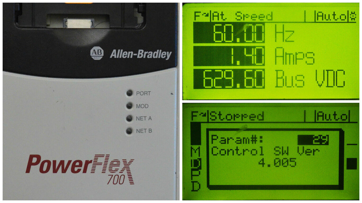 Allen-Bradley PowerFlex 700 ~ 2 HP ~ 20BD3P4A3AYNAND0 ~ 480 VAC Tested ~Series B