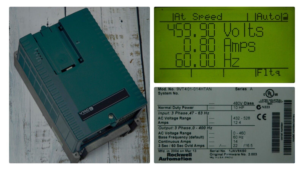 Rockwell Automation 10 HP VTAC 9 AC Drive | 9VT401 - 014HTAN | FRM: 2.003