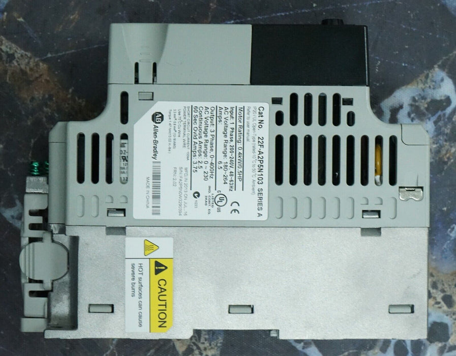 Zero Hours Allen Bradley 22F-A2P5N103 FRN:2.02 1/2HP Series A Tested Good