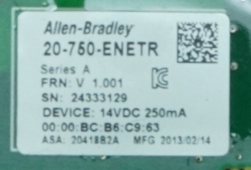 Allen-Bradley 20-750-ENETR Series A PowerFlex 750 Dual-Port Ethernet PN.131304