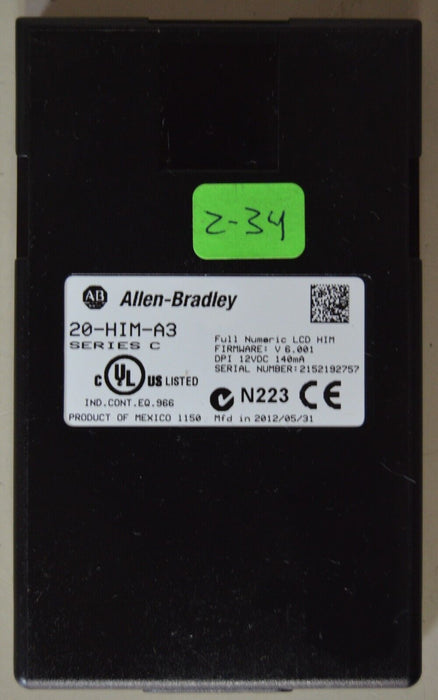 Allen-Bradley 20-HIM-A3 SERIES C Full Numeric HMI Keypad Firmware:6.001  #2-34