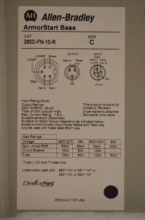 New Allen Bradley ARMORSTART Motor Starter Controller 284D-FHD2P3Z-10-RRW 480V