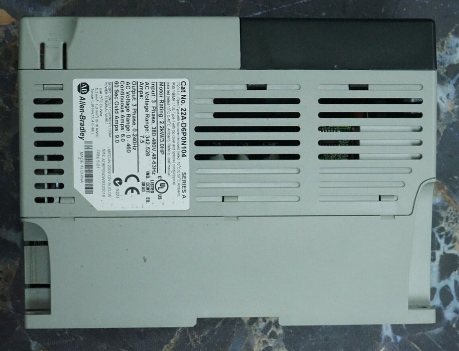 Zero Run Hours Allen-Bradley PowerFlex 4 22A-D6P0N104 3HP FRN:5.01 Series A